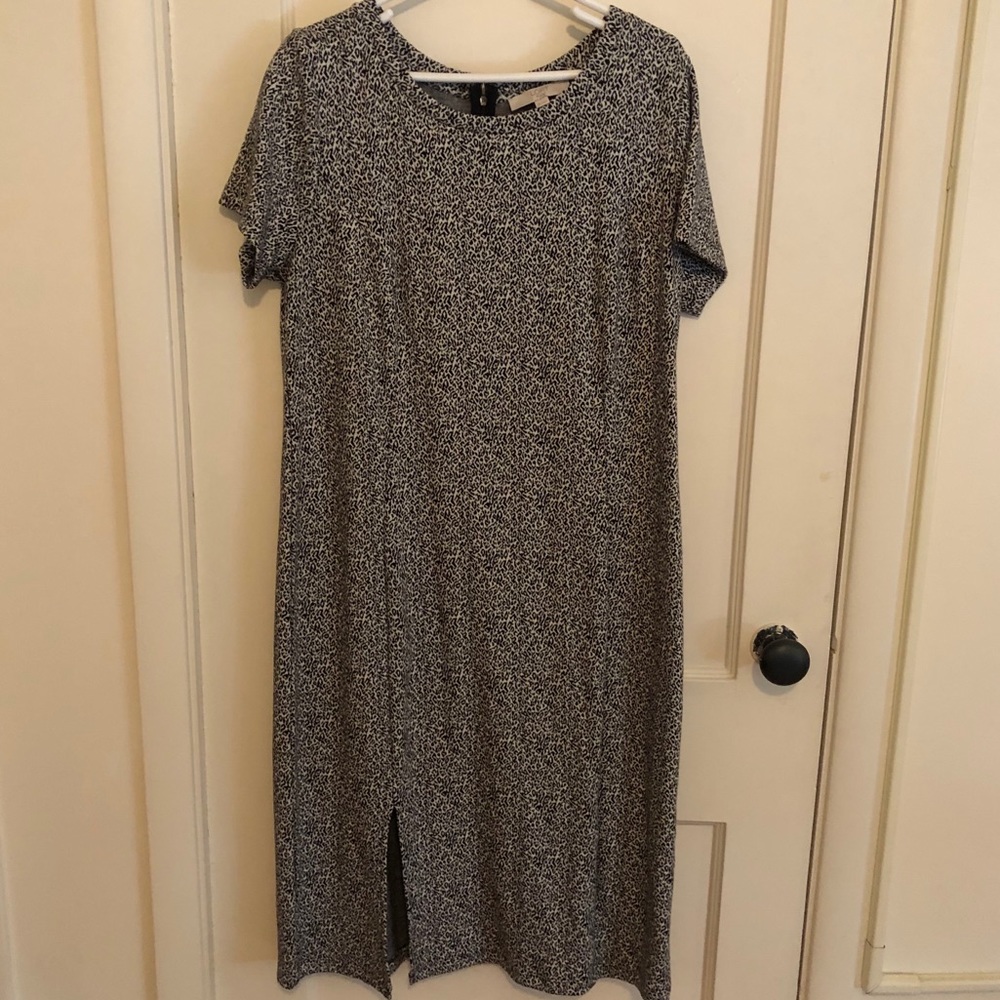 Leopard jacquard dress with front slit